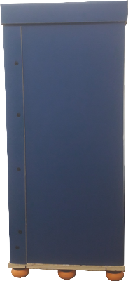 caisse export maritime Tri Wall 1300 bleu SEI5C ceinture couvercle plots amortisseurs baie electronique 1200